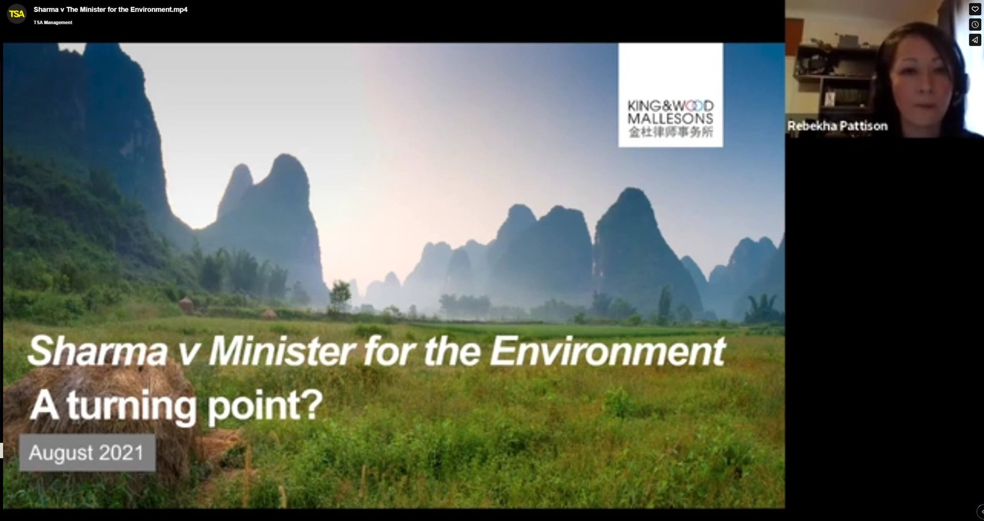 TSA Webinar – Sharma vs The Minister for the Environment