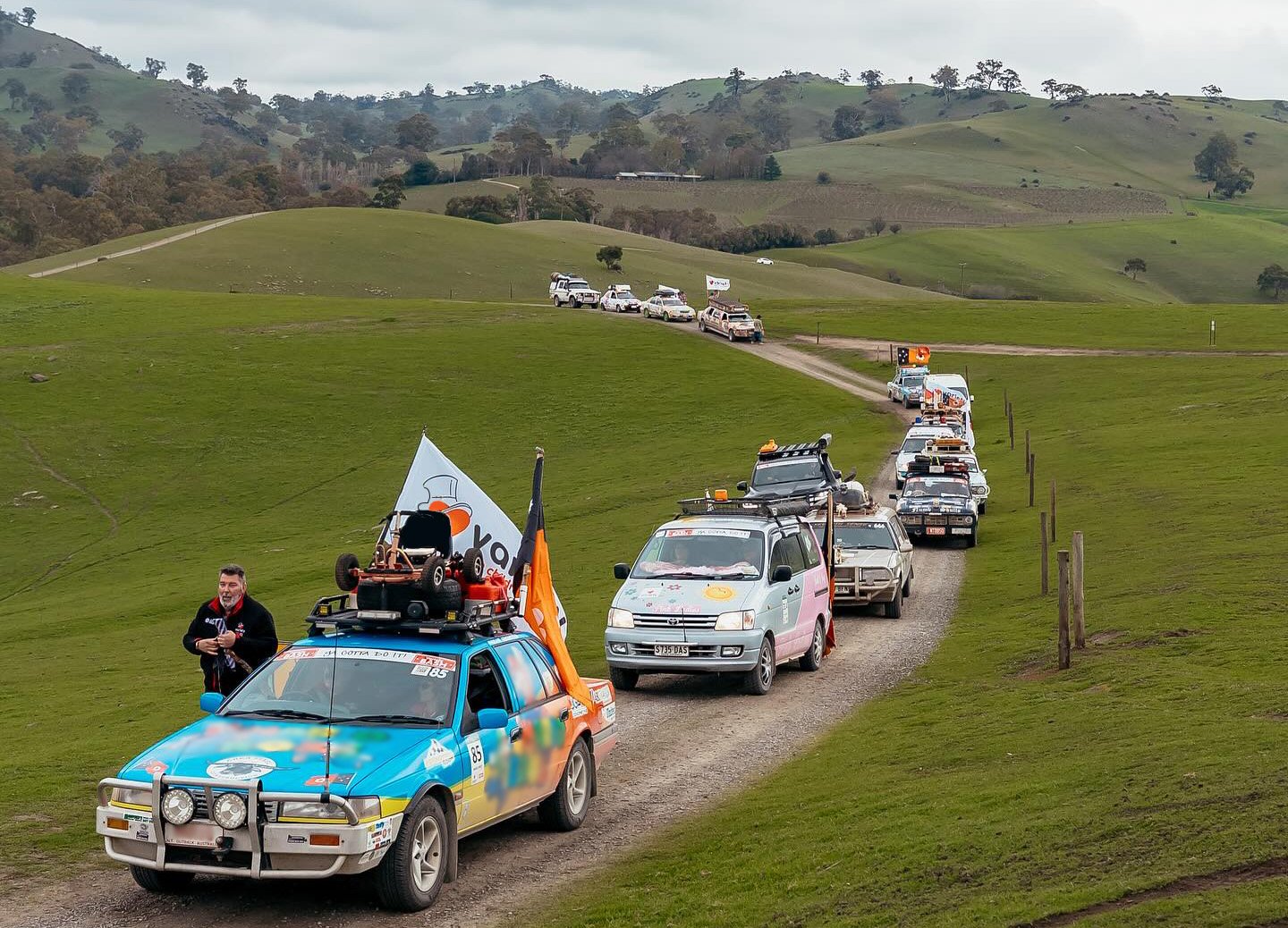 The Northern Territory convoy on the road during the 2025 Variety National Bash.